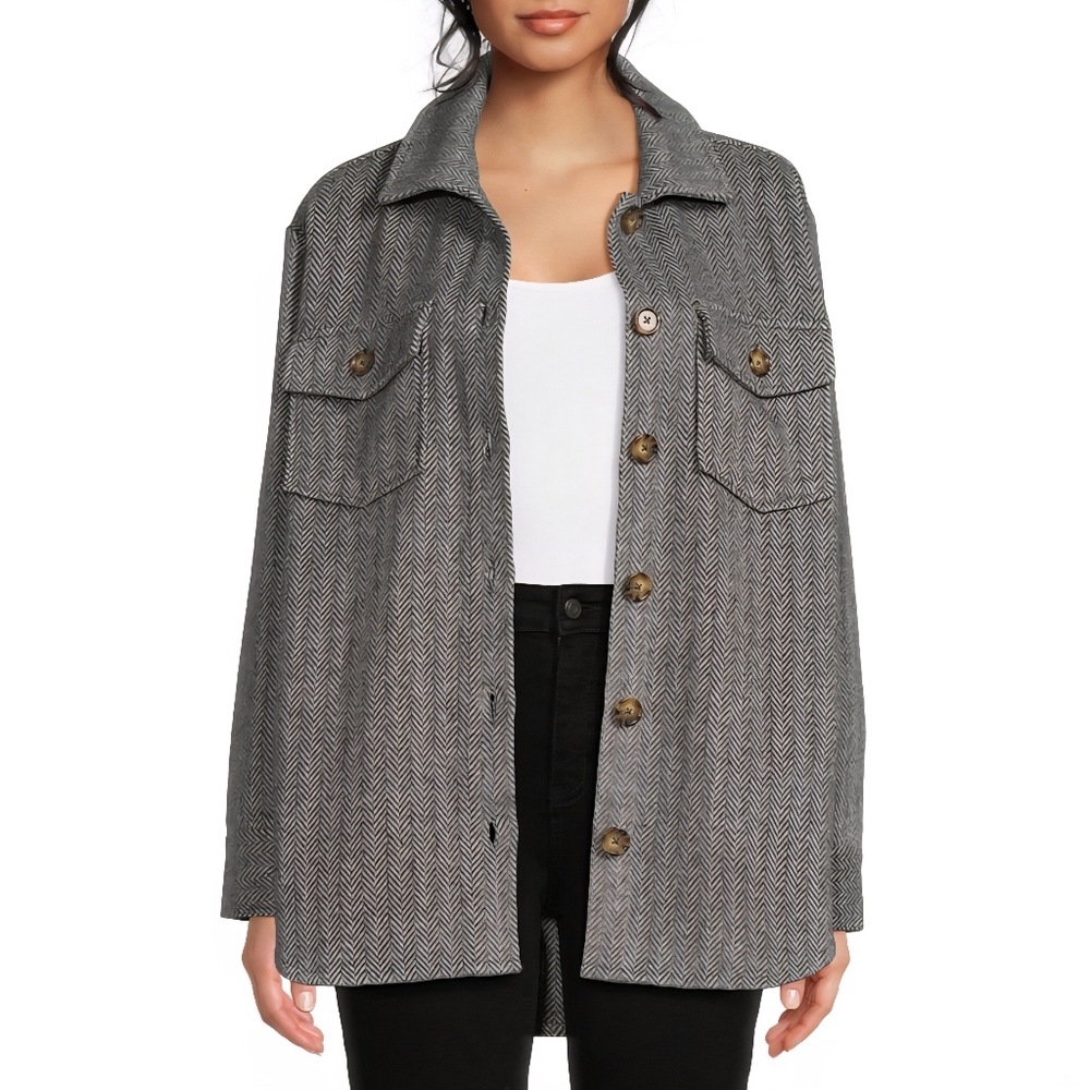 Gray Herringbone Over Shirt